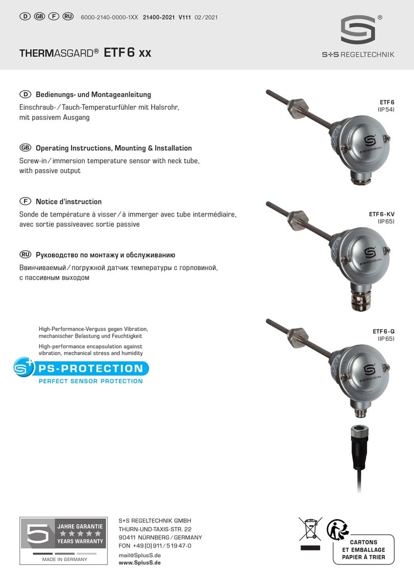 S+S Regeltechnik ETF 6-KV Operating Instructions, Mounting & Installation S+S Regeltechnik ETF 6-KV Operating Instructions, Mounting & Installation