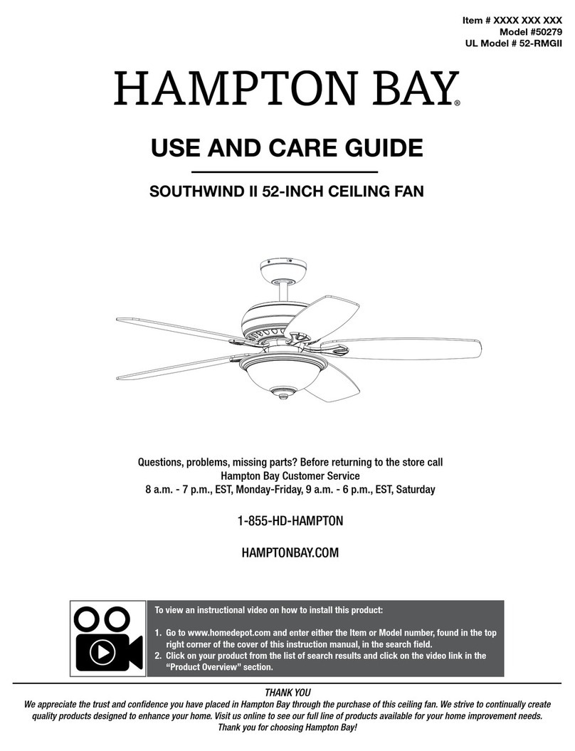 HAMPTON BAY SOUTHWIND II 52-RMGII Use and care guide HAMPTON BAY SOUTHWIND II 52-RMGII Use and care guide