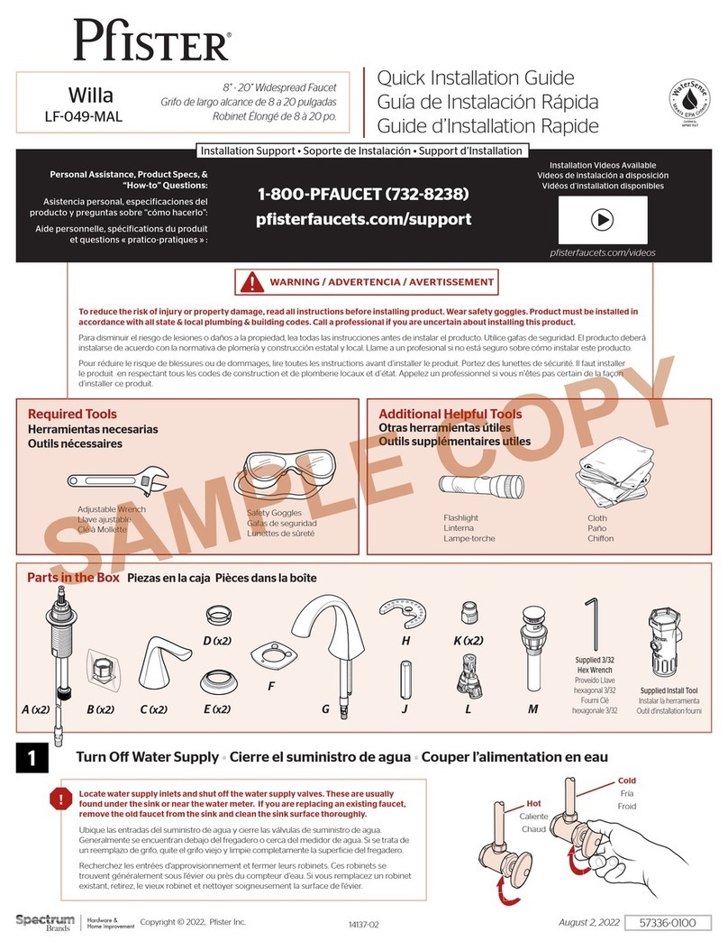 Spectrum Brands Pfister Willa LF-049-MAL Quick installation guide