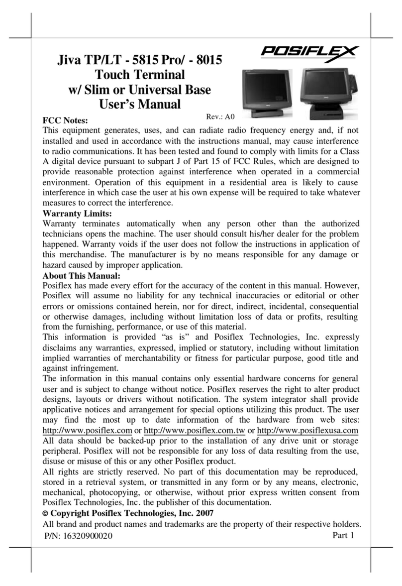 POSIFLEX Jiva LT 8015 user manual