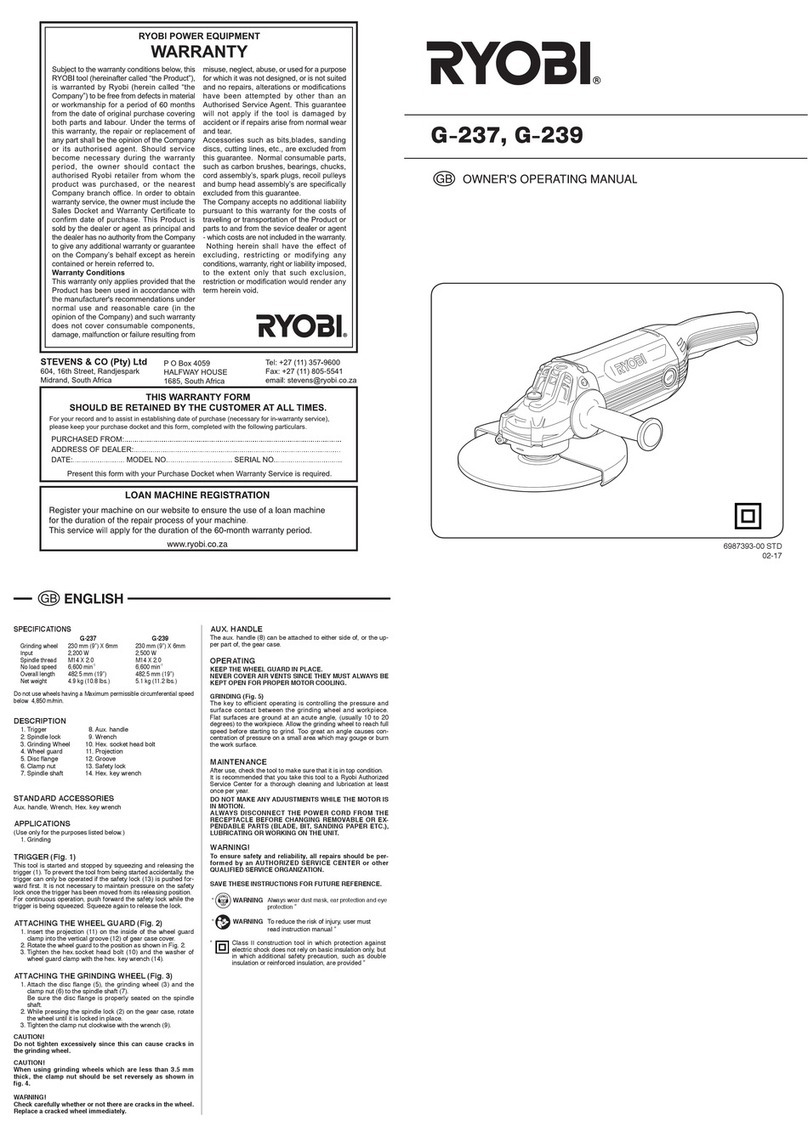 Ryobi G-237 Owner's operating manual