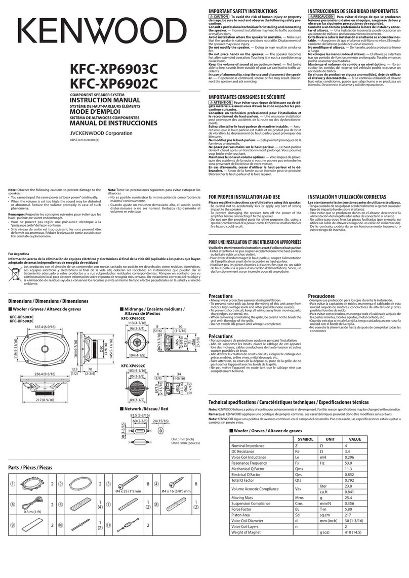 Kenwood KFC-XP6903C User manual