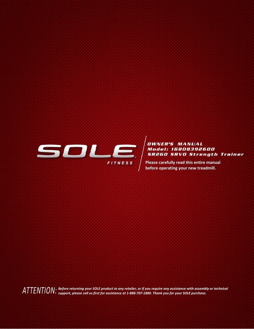 Sole Fitness SR260 SRVO owner's manual