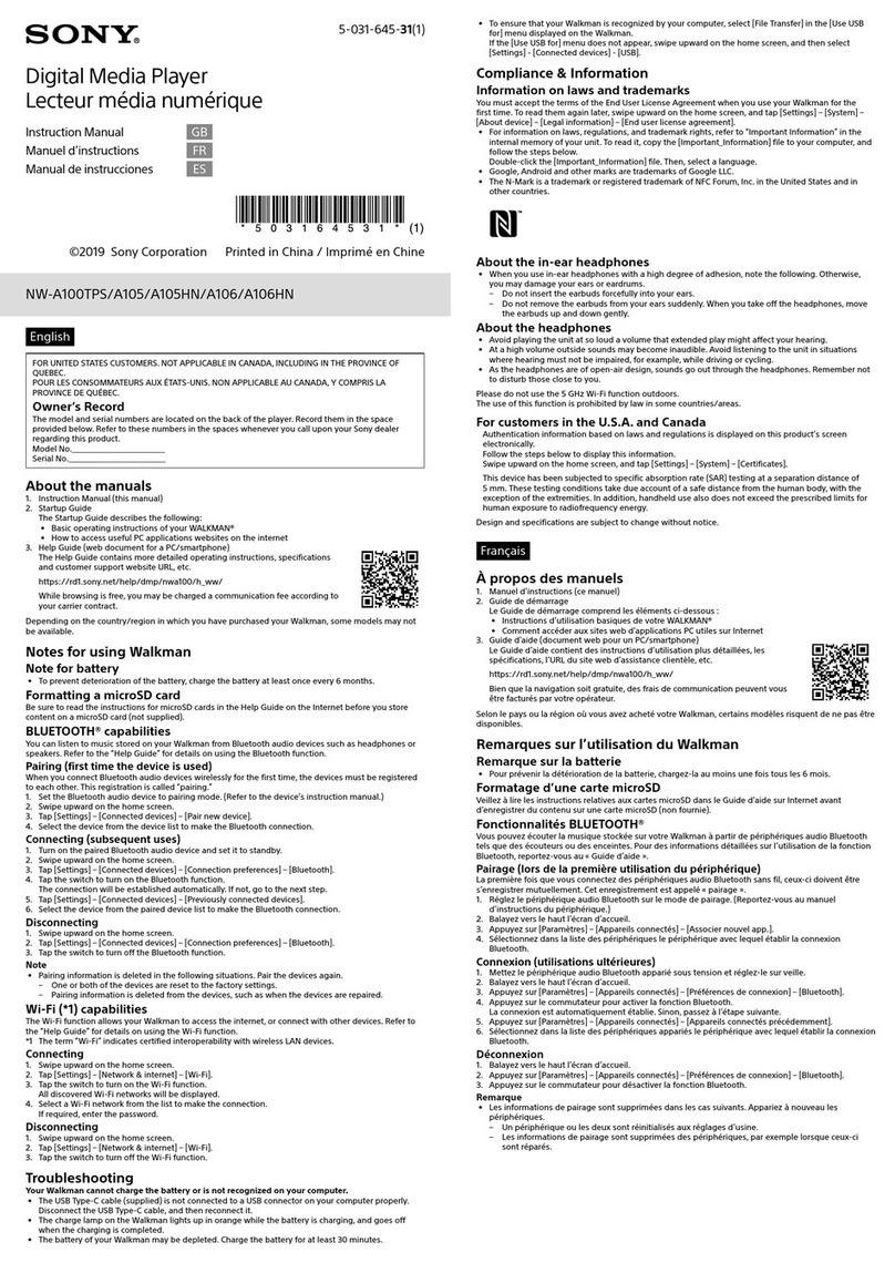 Sony NW-A106 User manual