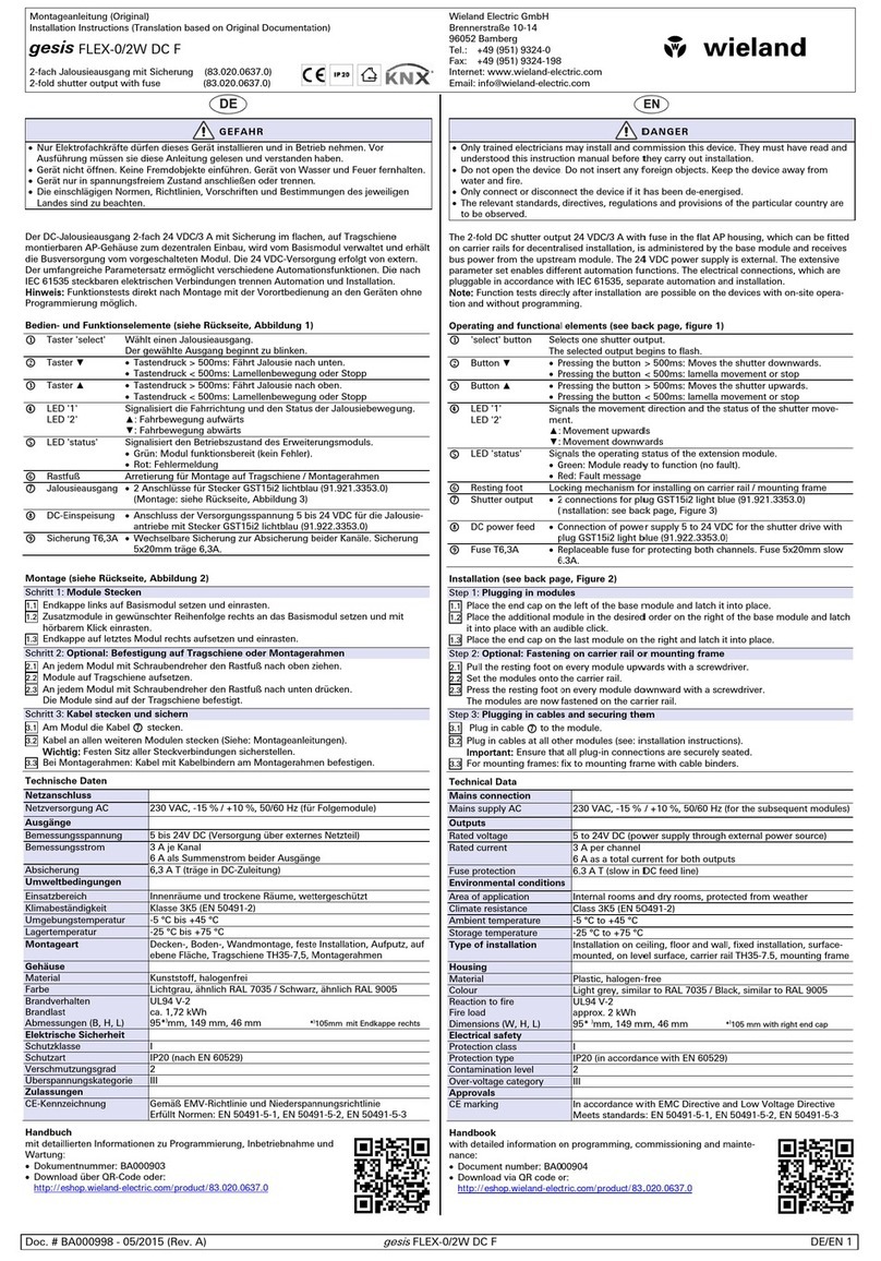 Wieland gesis FLEX-0/2W DC F installation instructions