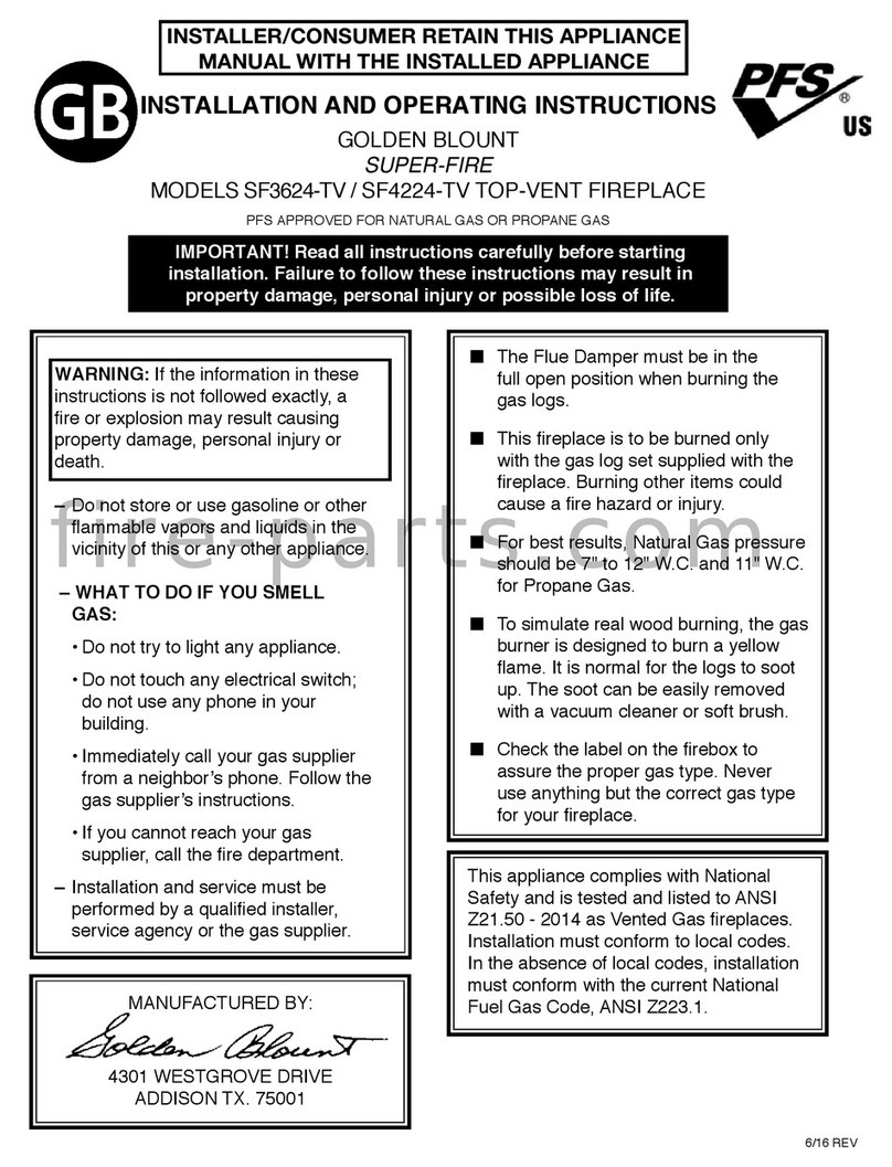 Golden Blount SF3624-TV Installation and operating instructions Golden Blount SF3624-TV Installation and operating instructions