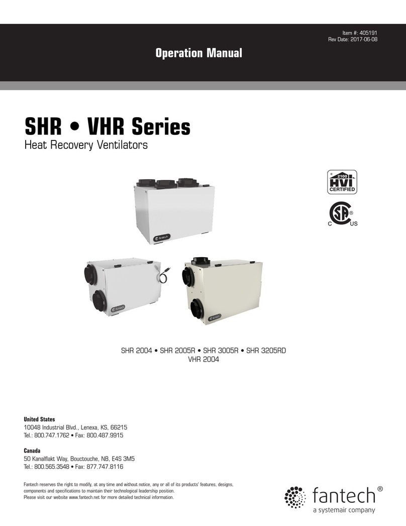 Fantech VHR Series Operation manual