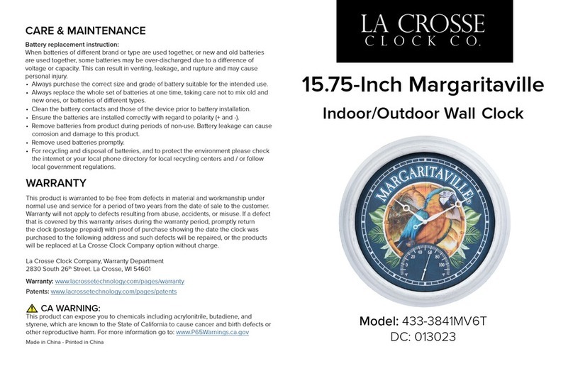 LA CROSSE CLOCK Margaritaville 433-3841MV6T quick start guide LA CROSSE CLOCK Margaritaville 433-3841MV6T quick start guide