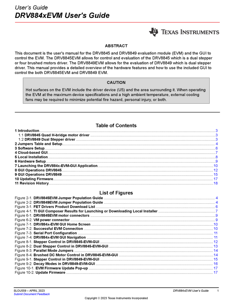Texas Instruments DRV884 EVM Series User manual