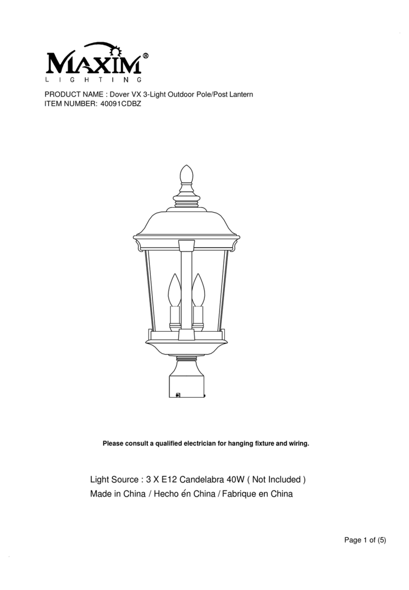 Maxim Lighting Dover VX 40091CDBZ installation instructions Maxim Lighting Dover VX 40091CDBZ installation instructions