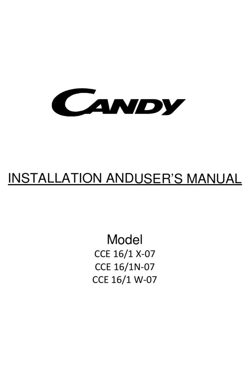 Candy CCE 16/1 X-07 Installation and user manual Candy CCE 16/1 X-07 Installation and user manual