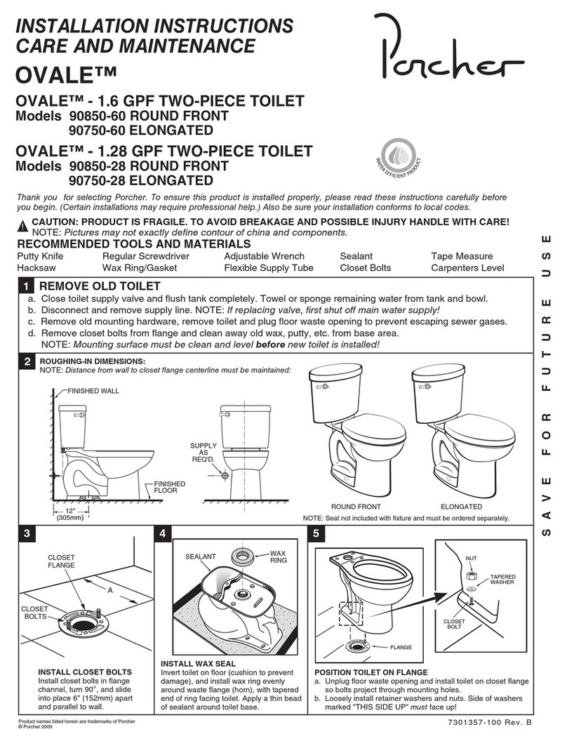 Porcher OVALE 90850-60 User manual