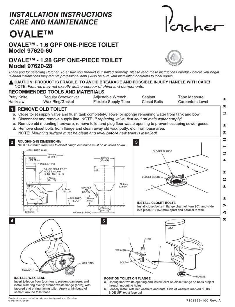 Porcher OVALE 97620-60 installation instructions Porcher OVALE 97620-60 installation instructions