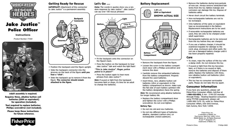 Fisher-Price VOICE TECH RESCUE HEROES Jake Justice Police Officer... instructions
