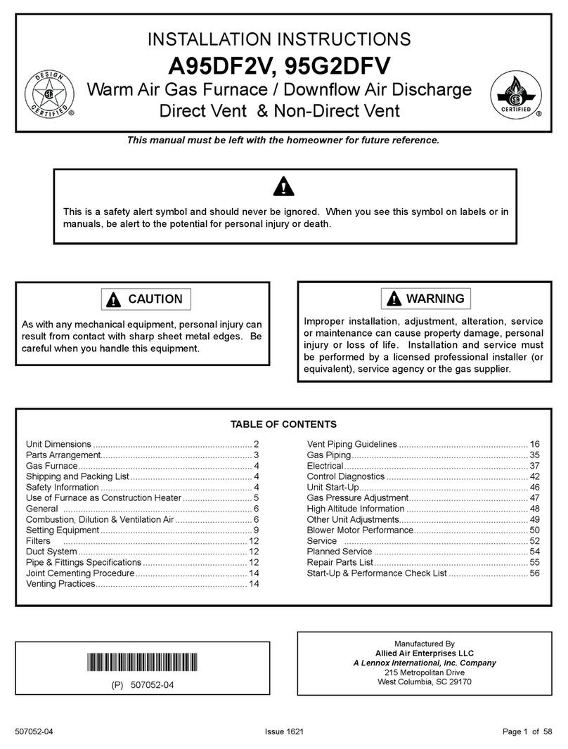 Lennox Allied Air Enterprises A95DF2V User manual