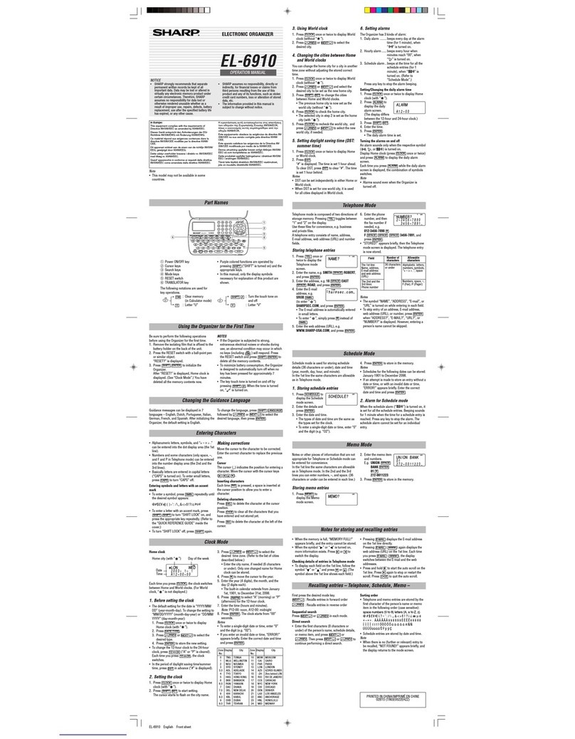 Sharp EL-6910 User manual