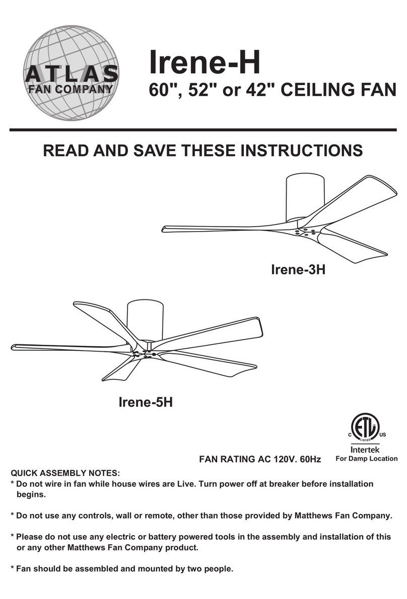 Atlas fan company Irene-H Series instructions