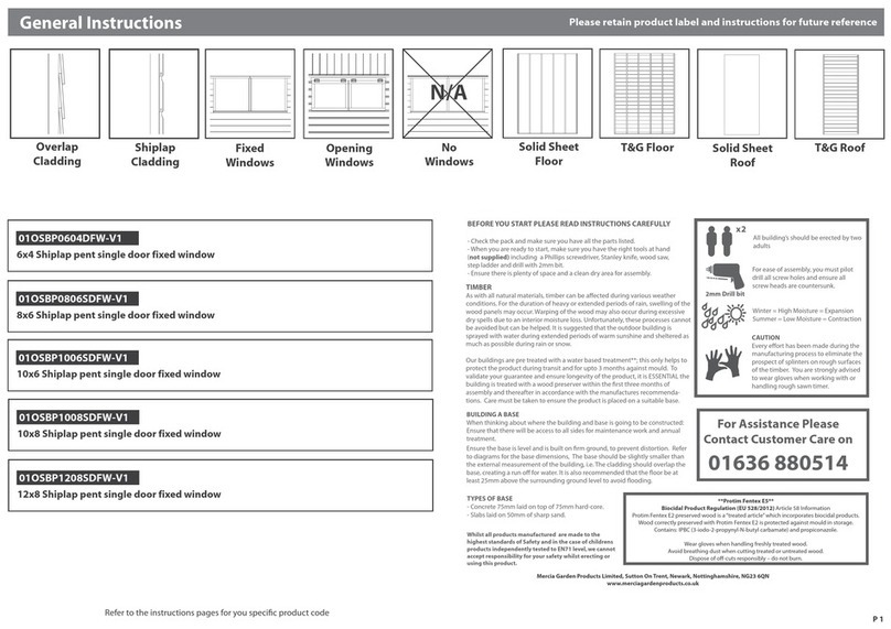 Mercia Garden Products 01OSBP1006SDFW-V1 Assembly instructions Mercia Garden Products 01OSBP1006SDFW-V1 Assembly instructions