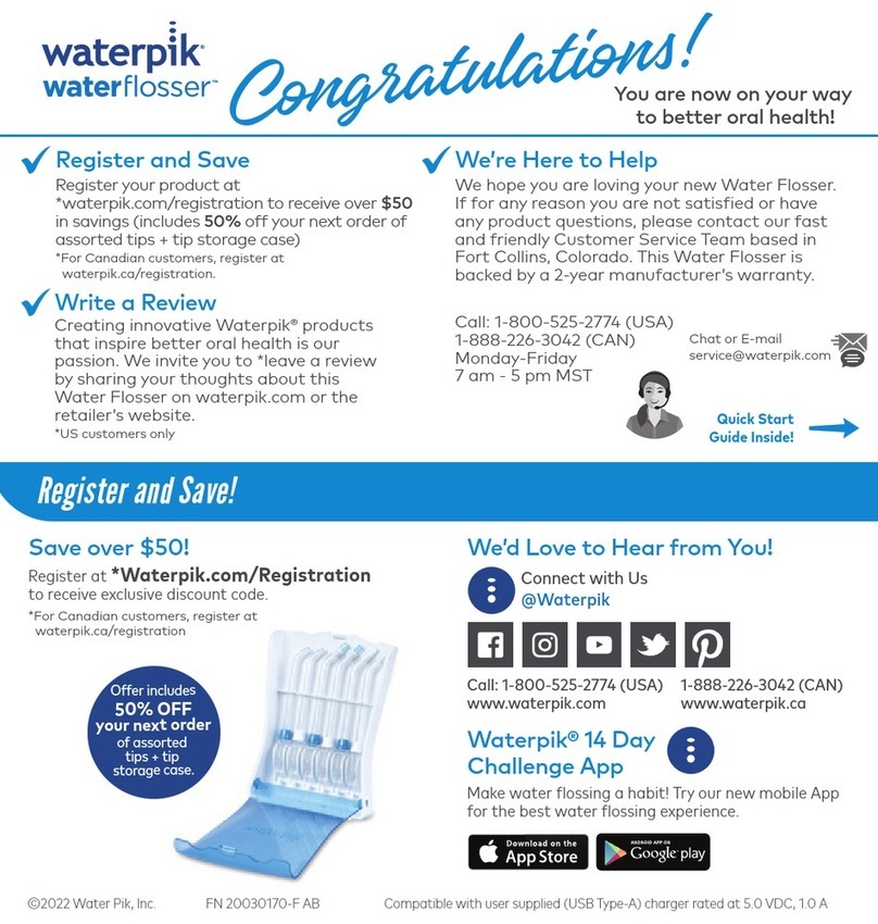 Waterpik waterflosser Cordless Advanced 2.0 WP-582 User manual Waterpik waterflosser Cordless Advanced 2.0 WP-582 User manual