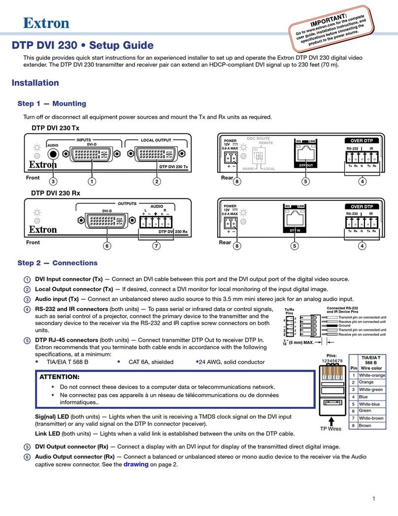 Extron electronics DTP DVI 230 Setup guide Extron electronics DTP DVI 230 Setup guide