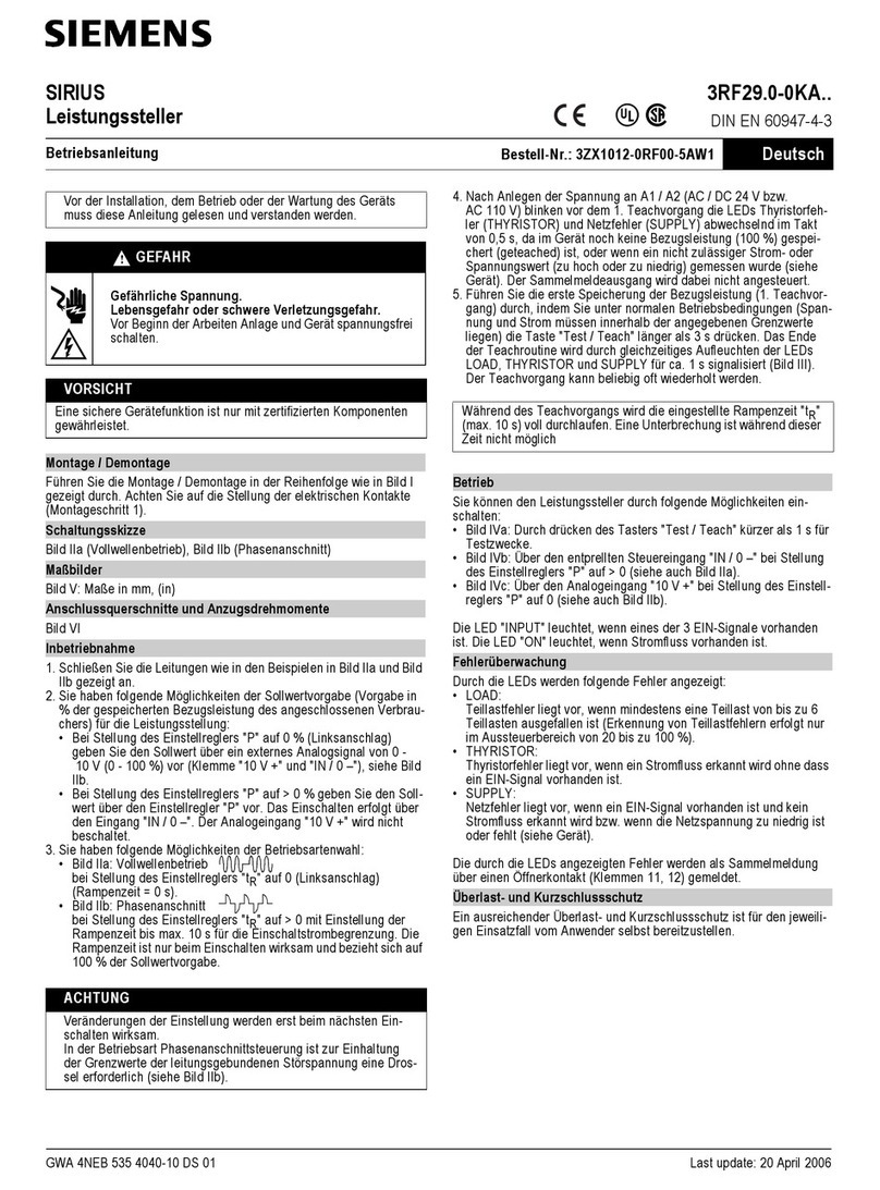 Siemens SIRIUS 3RF29 0-0KA Series User manual