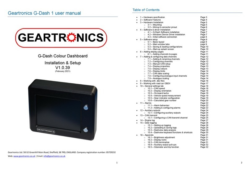 GEARTRONICS G-Dash Colour Dashboard Installation & setup