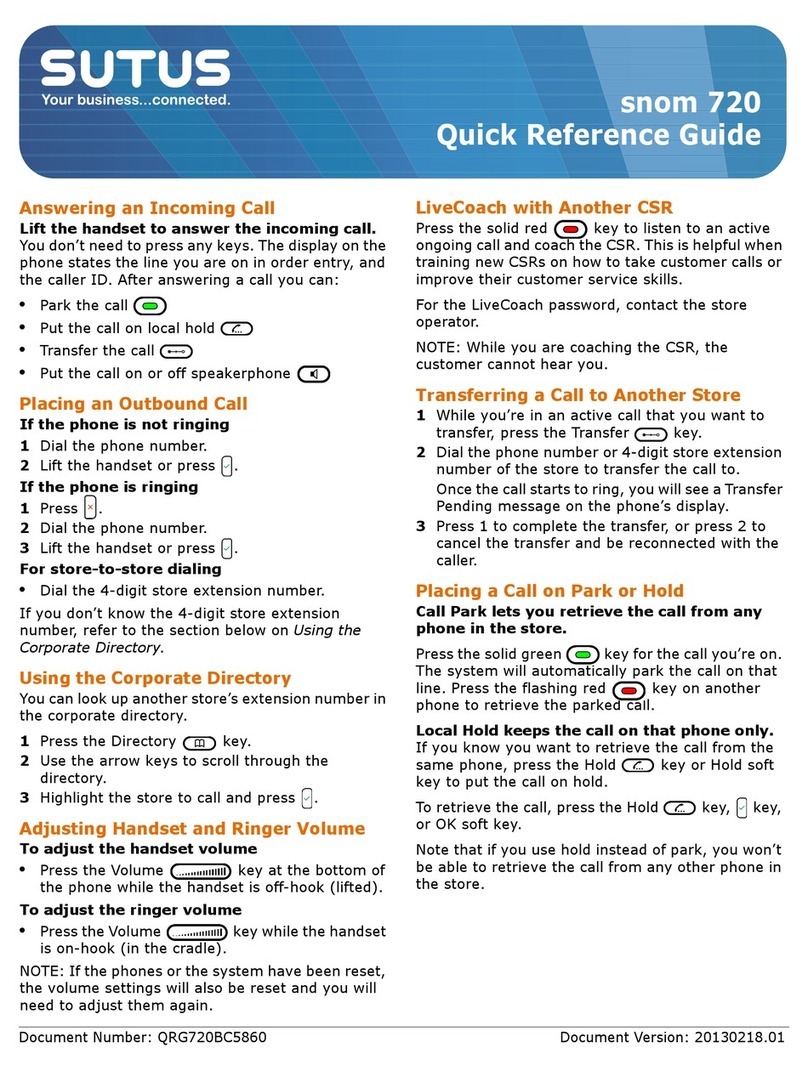 SUTUS snom 720 Quick reference guide