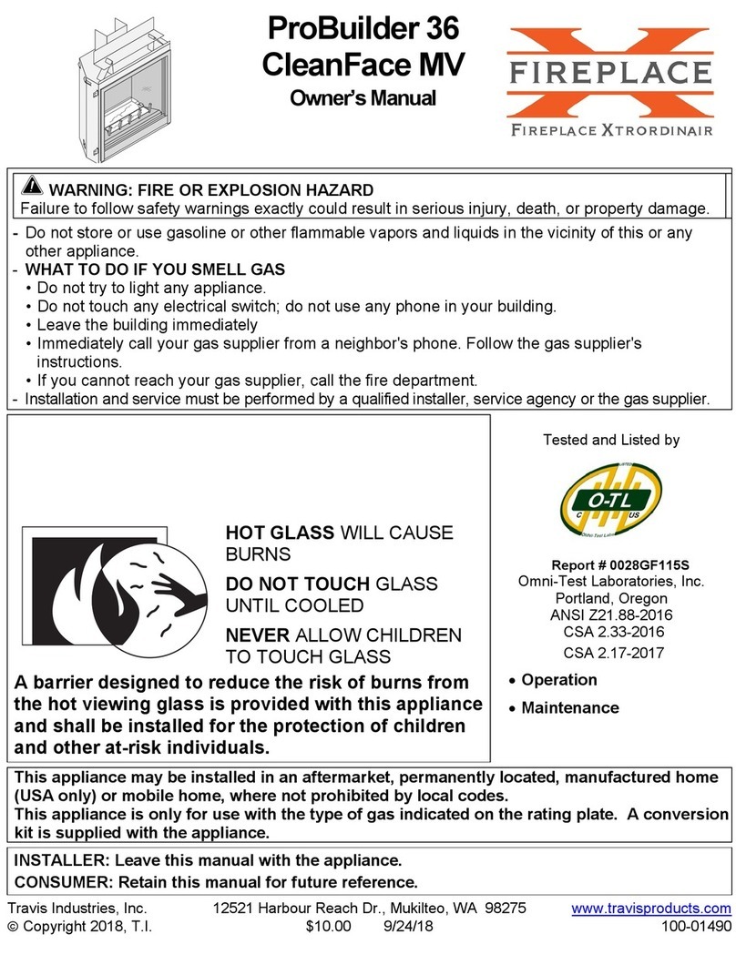 FireplaceXtrordinair ProBuilder 36 CleanFace MV owner's manual