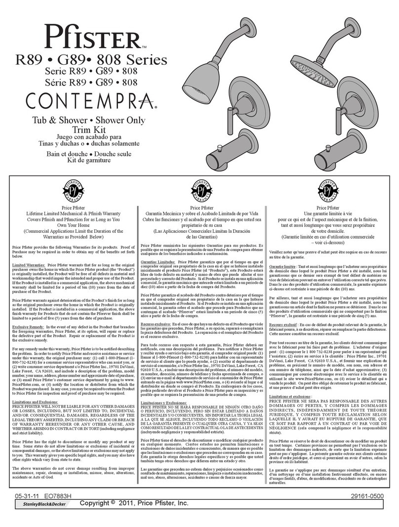 Pfister Contempra R89 Series manual