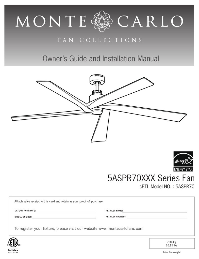 Monte Carlo Fan Company 5ASPR70 Series Owner's guide and installation manual Monte Carlo Fan Company 5ASPR70 Series Owner's guide and installation manual
