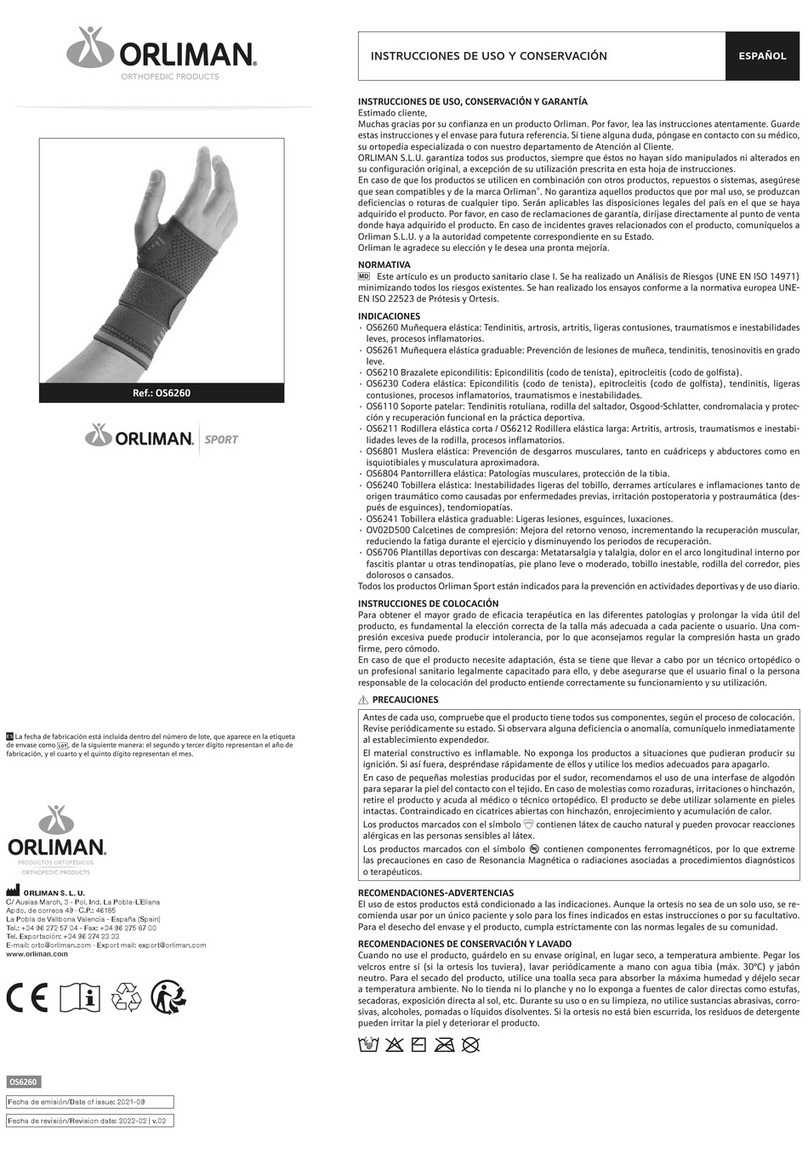Orliman SPORT OS6260 Operation instructions