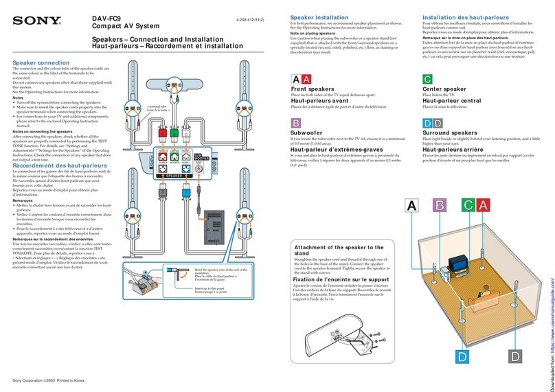 Sony DAV-FC9 - Dvd Dream System User manual