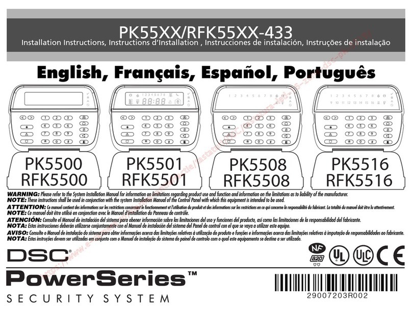 DSC Power PK55 433 Series User manual