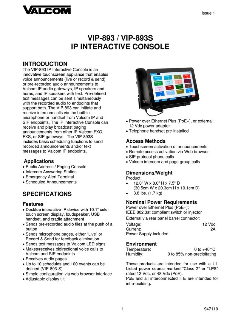 Valcom VIP-893 quick start guide