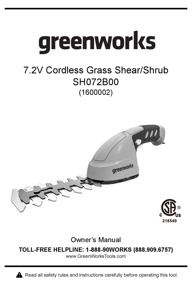 GreenWorks SH072B00 owner's manual