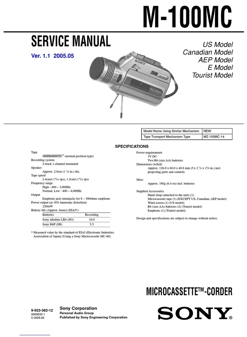Sony M-100MC - Microcassette Dictaphone User manual