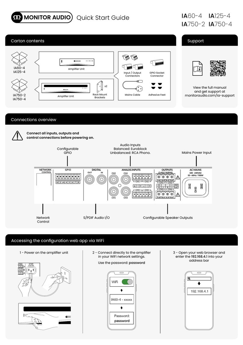 Monitor Audio IA60-4 quick start guide