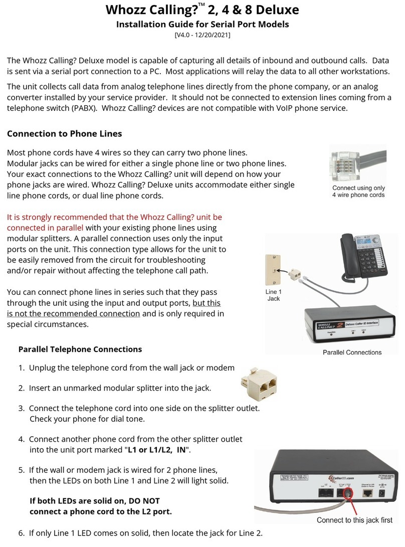 CallerID Whozz Calling Deluxe 2 User manual