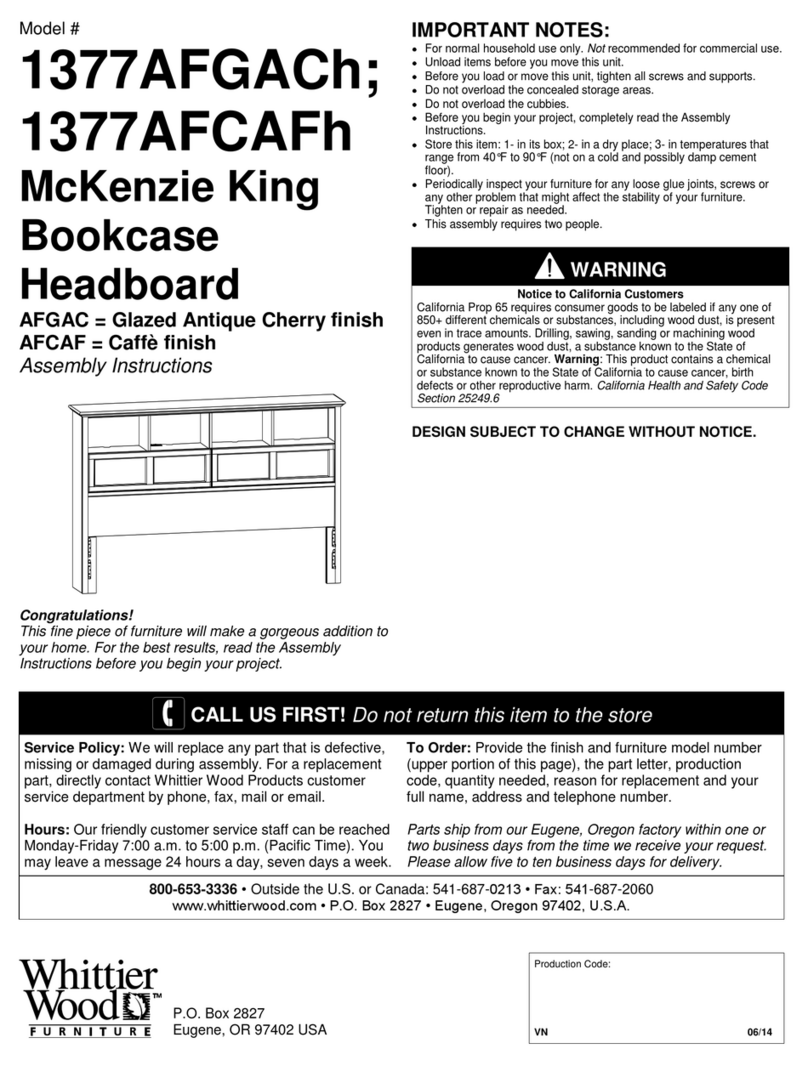 Whittier Wood Furniture McKenzie King 1377AFGACh Assembly instructions Whittier Wood Furniture McKenzie King 1377AFGACh Assembly instructions