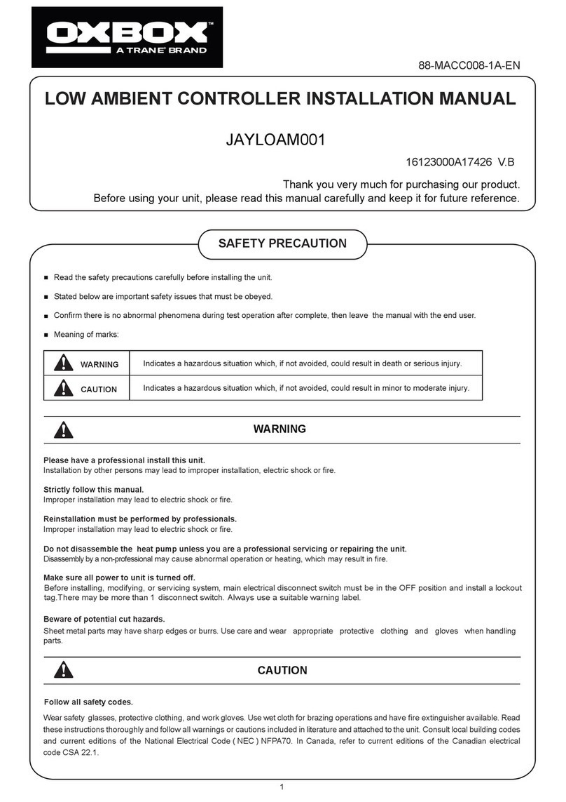 Trane OXBOX JAYLOAM001 installation manual