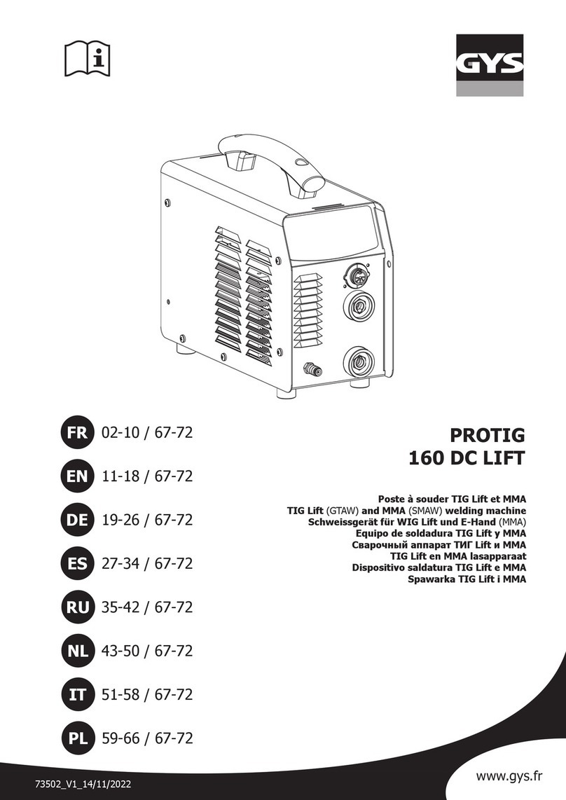 GYS PROTIG 160 DC LIFT manual