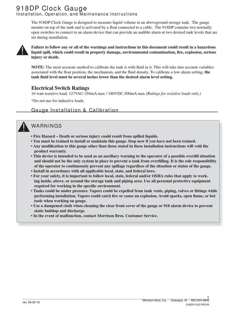Morrison Bros. co. 918DP Installation, operation and maintenance instructions