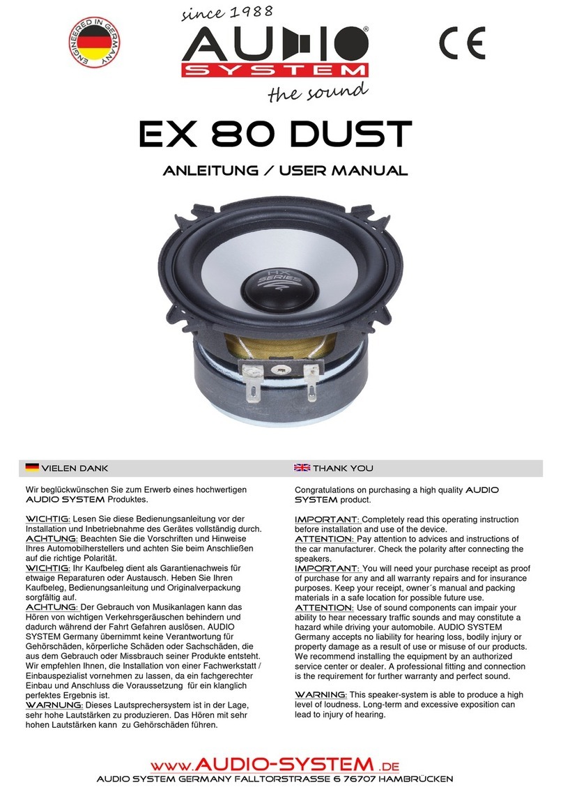 Audiosystem Ex 80 dust user manual
