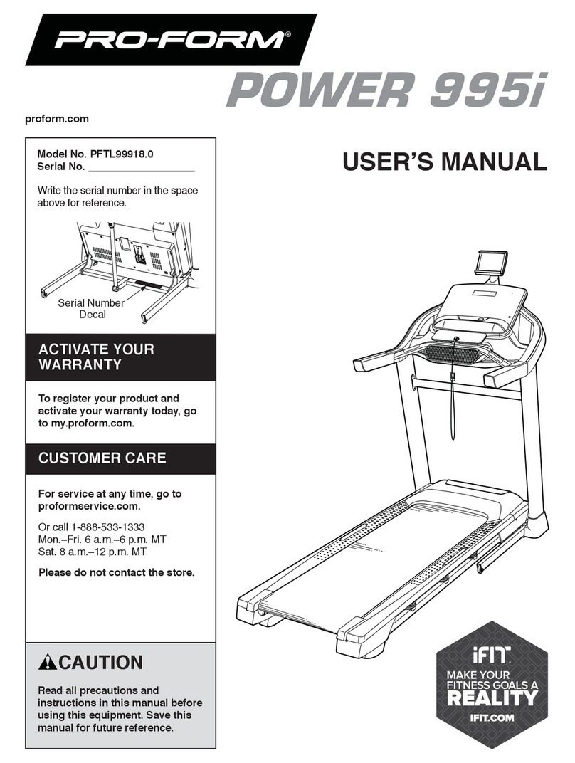 ICON Health & Fitness PRO-FORM POWER 995i user manual