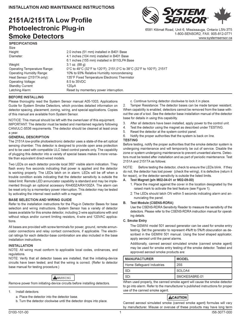System Sensor 2151TA User manual