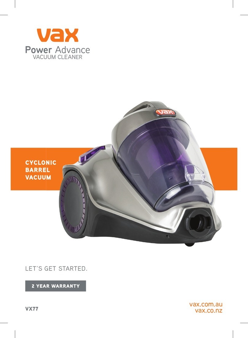 Vax Power Advance VX77 Installation instructions Vax Power Advance VX77 Installation instructions