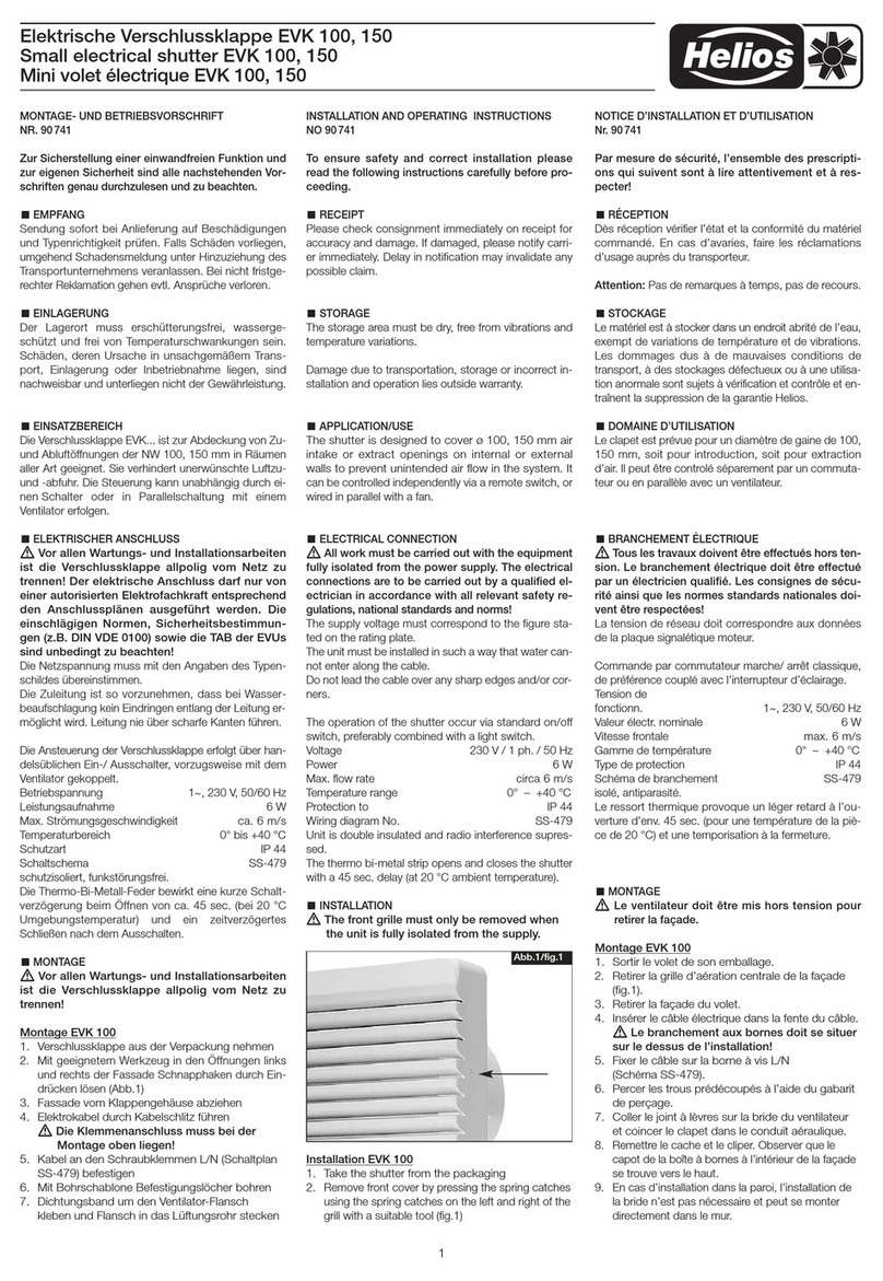 Helios EVK 100 Installation and operating instructions