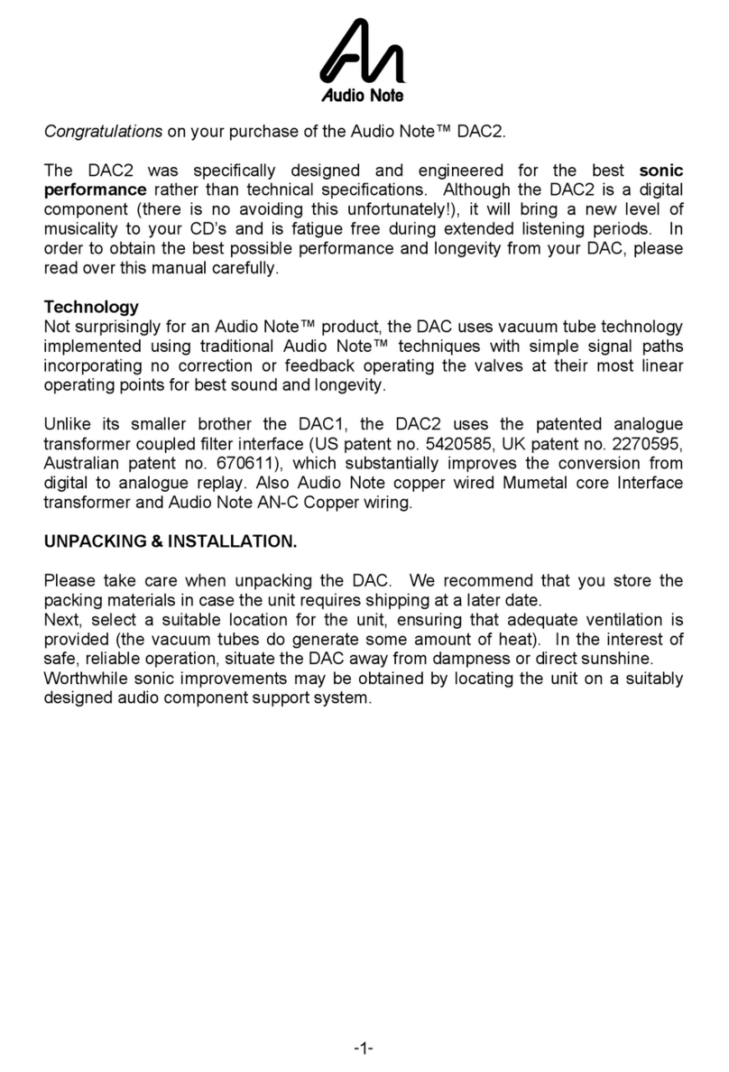 Audio Note DAC2 User manual