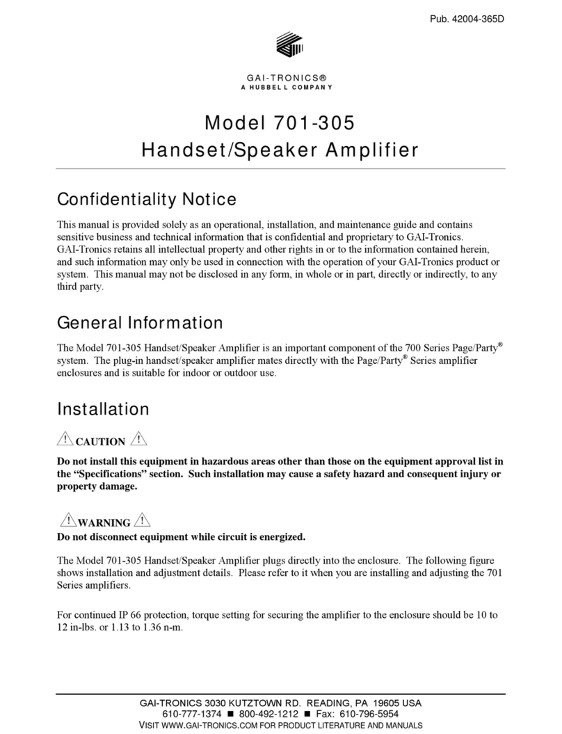 Hubbell GAI-Tronics 701-305 User manual
