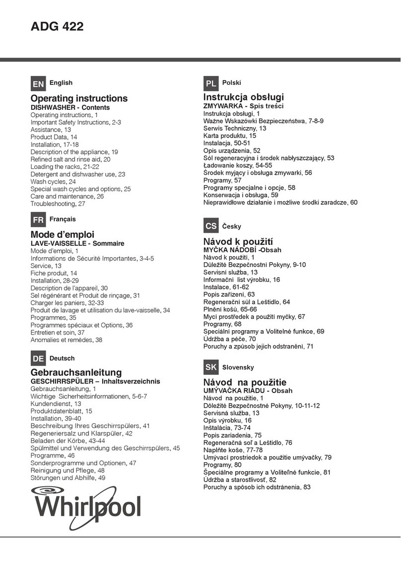 Whirlpool ADG 422 operating instructions